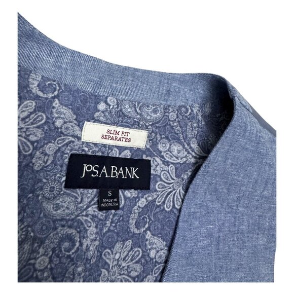 JOS A BANK LINEN Slim Blue 3 Piece Business Casual Blazer Vest Pants Suit 38R - Picture 4 of 11